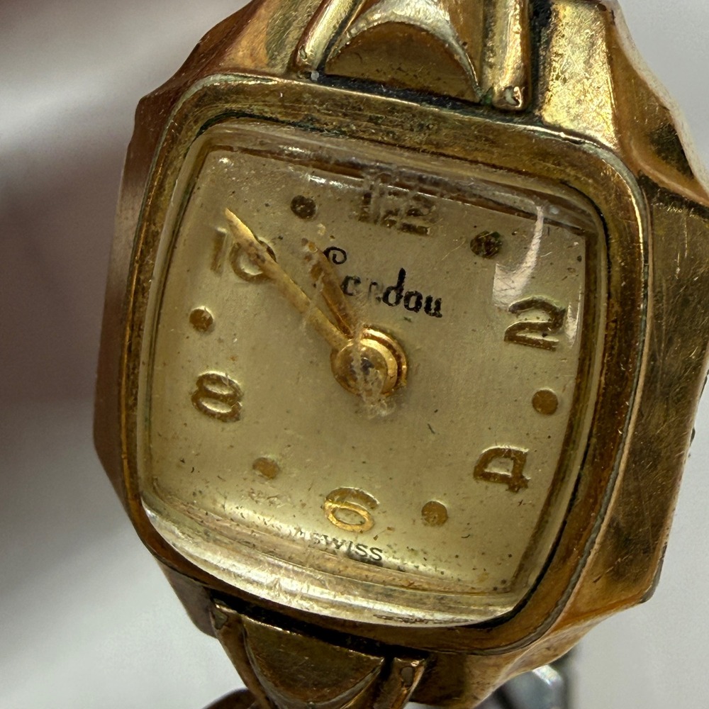 Vintage Perdou Swiss Watch Benrus 10K GF Band Repair Parts Gold Tone